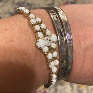 Vintage La Rel Milk White & Clear Rhinestone Art Deco Style Bracelet 7 in